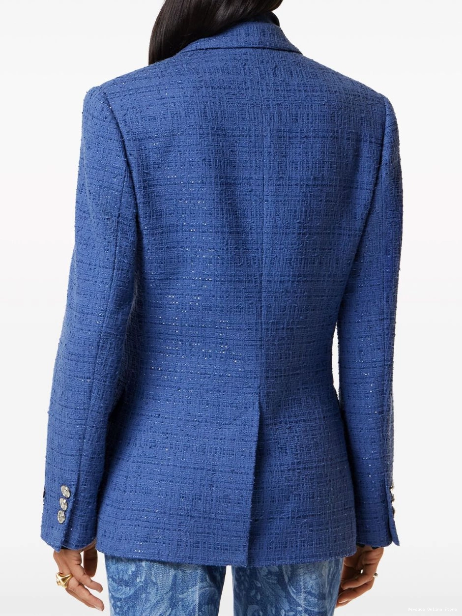 Cheap blazer double-breasted Women Versace metallic-threading 0709